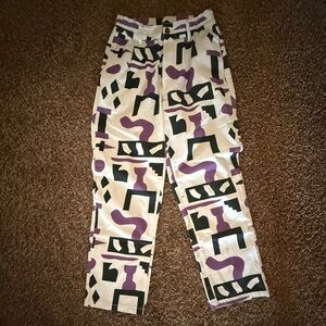 Urban Outfitters Purple and Black Chino Pants with Bold Pattern